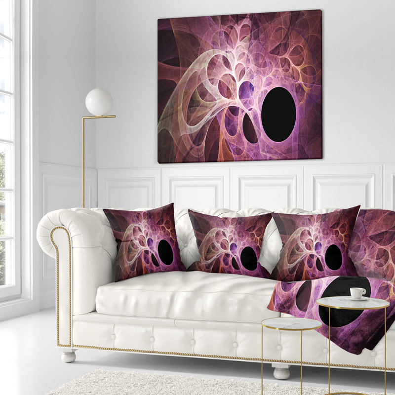 Fractal Angel Wings - Coussin imprimé abstrait, 16 po x 1 po, Coussin décoratif, Rose clair