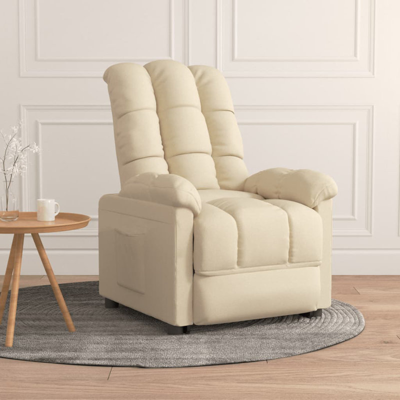 Adelbrand Recliner Leisure Adjustable Cozy Chair for Home Theater Cinema Fabric, Cream 100% Polyester