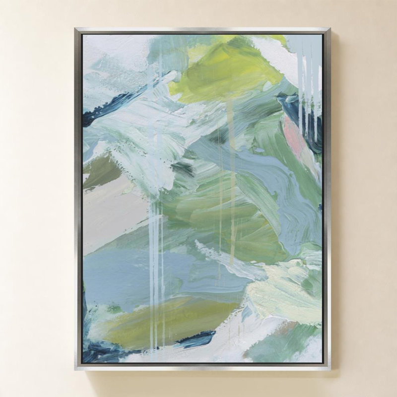 Canopée d'été par Susan Jill - Graphisme sur toile, H 48 po x l 36 po, Cadre flottant biseauté, Argent