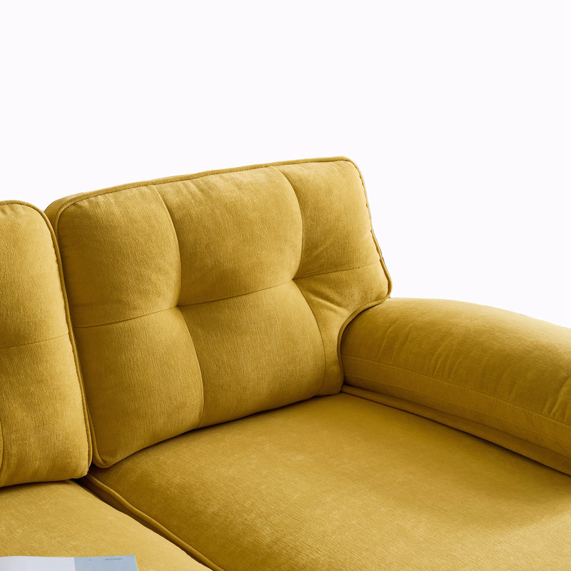 Meganmarie 83'' Velvet Sofa Chaise, Yellow Velvet