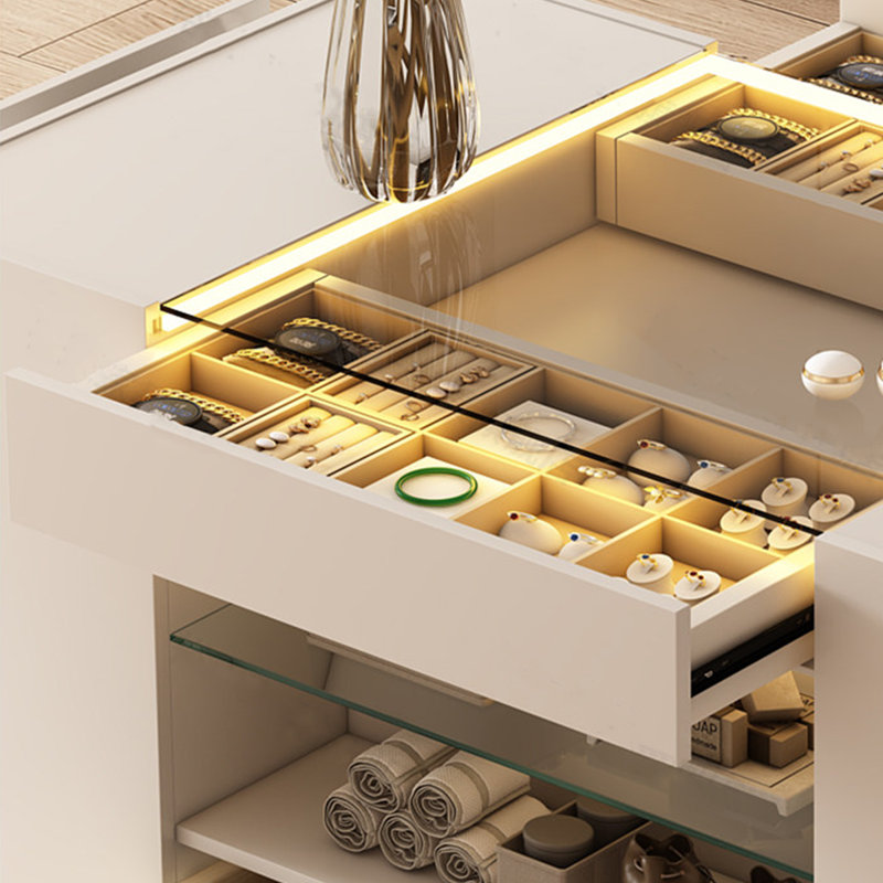 Armoire de rangement pour bijoux 43,31 po blanc mat