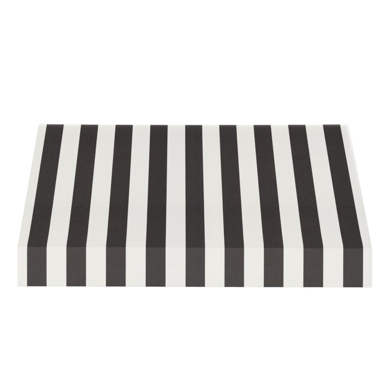 Auvent fixe en tissu acrylique New Yorker Awntech, H 16 po x l 64,5 po x P 30 po, Rayures noires et blanches