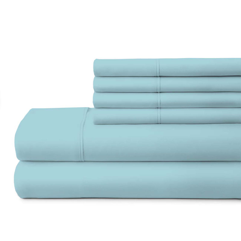  6-Piece Premium Deep Pockets Microfiber Sheet Set, Queen, Aqua