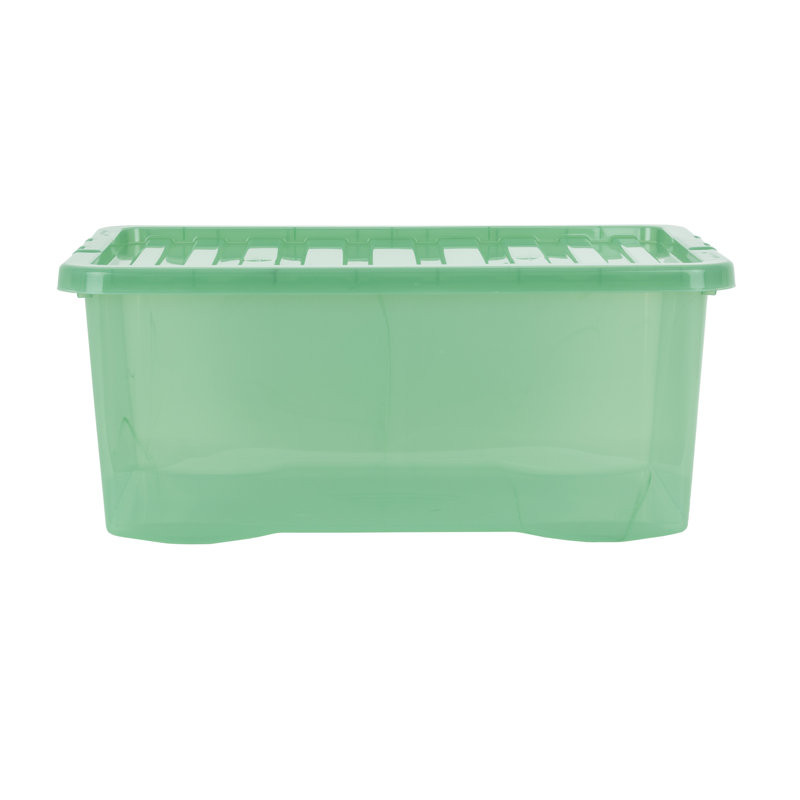Wham Crystal 45L Plastic Storage Box Pack of 5 Tint Leprechaun Green