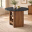 Table de salle à manger ronde moderne de 107 cm (42 po) en bois d'ingénierie noir avec rangement-2090267202