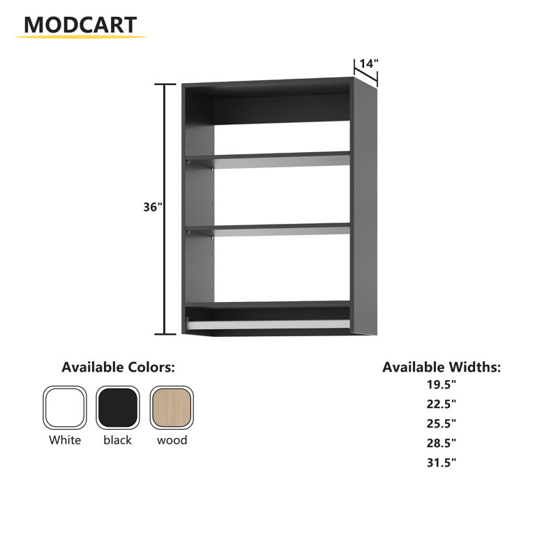 Système de garde-robe moyen, H 36 po x l 22,5 po x P 14 po, Noir, noir, noir, noir