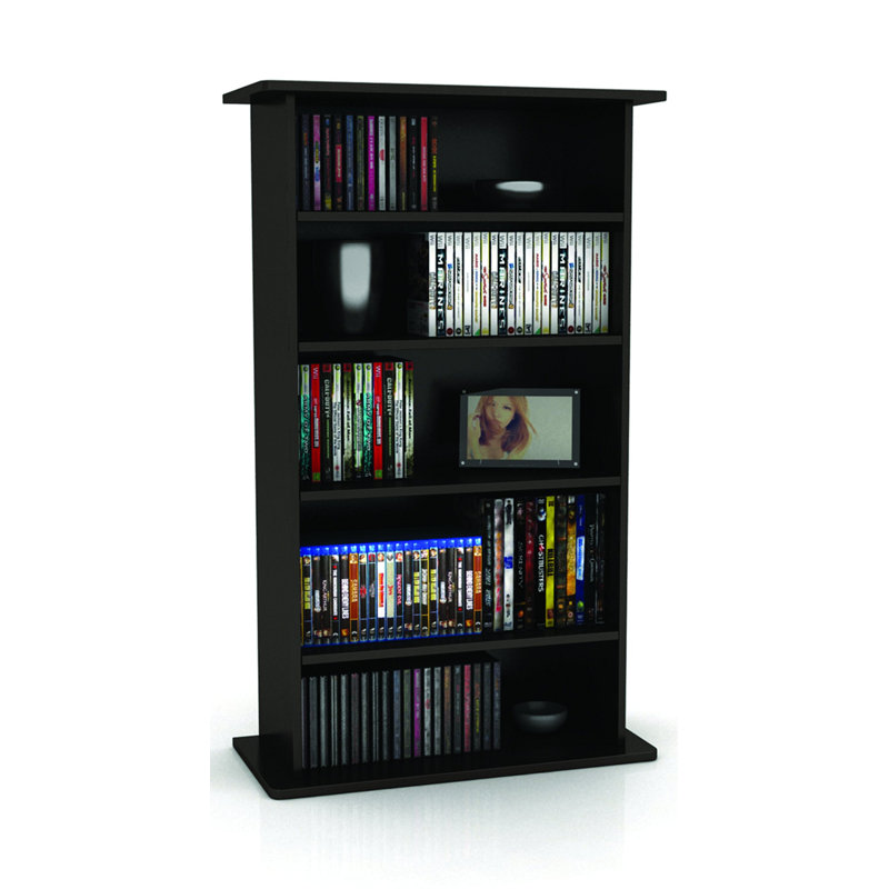 Black Adjustable Shelves Media Storage Cabinet