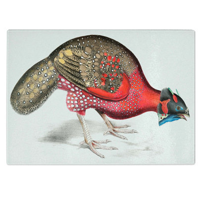 Tempered Glass Bengal Horned Pheasant Chopping Board