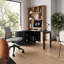 Bureau d'ordinateur spacieux de 72 pouces avec conception rotative réglable et rangement intégré, fini en panneau de particules noir élégant