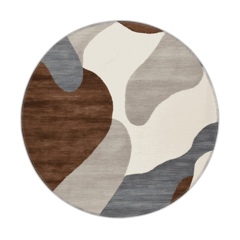 Watercolor Gray Indoor and Outdoor Area Rug, Round 5'