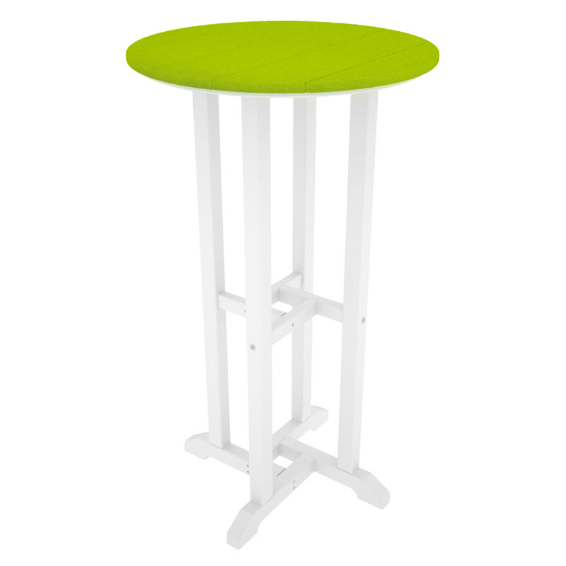 POLYWOOD Tables Round Dining Table, 42" H x 24" W x 24" L, White & Lime