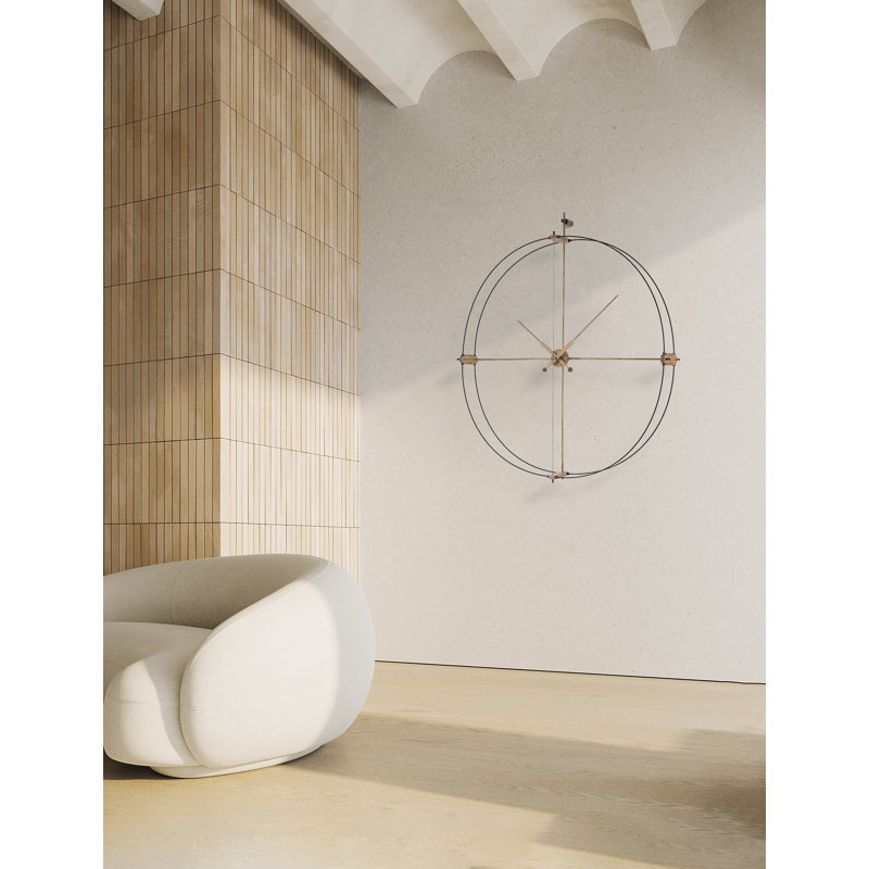 Delmori Wall Clock, Black/Oak