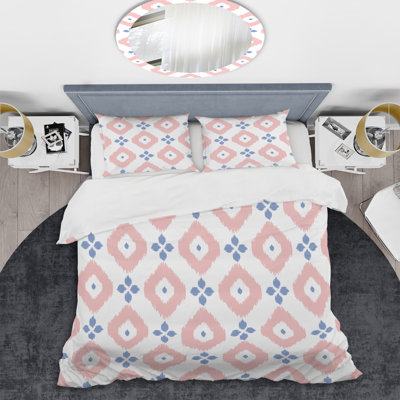 Blue Flowers Geometric Polyester Geometric Shapes Duvet Cover