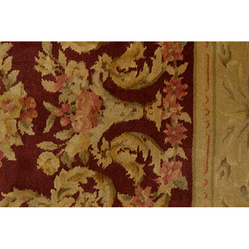Hand-Knotted High-Quality Gold and Red Area Rug