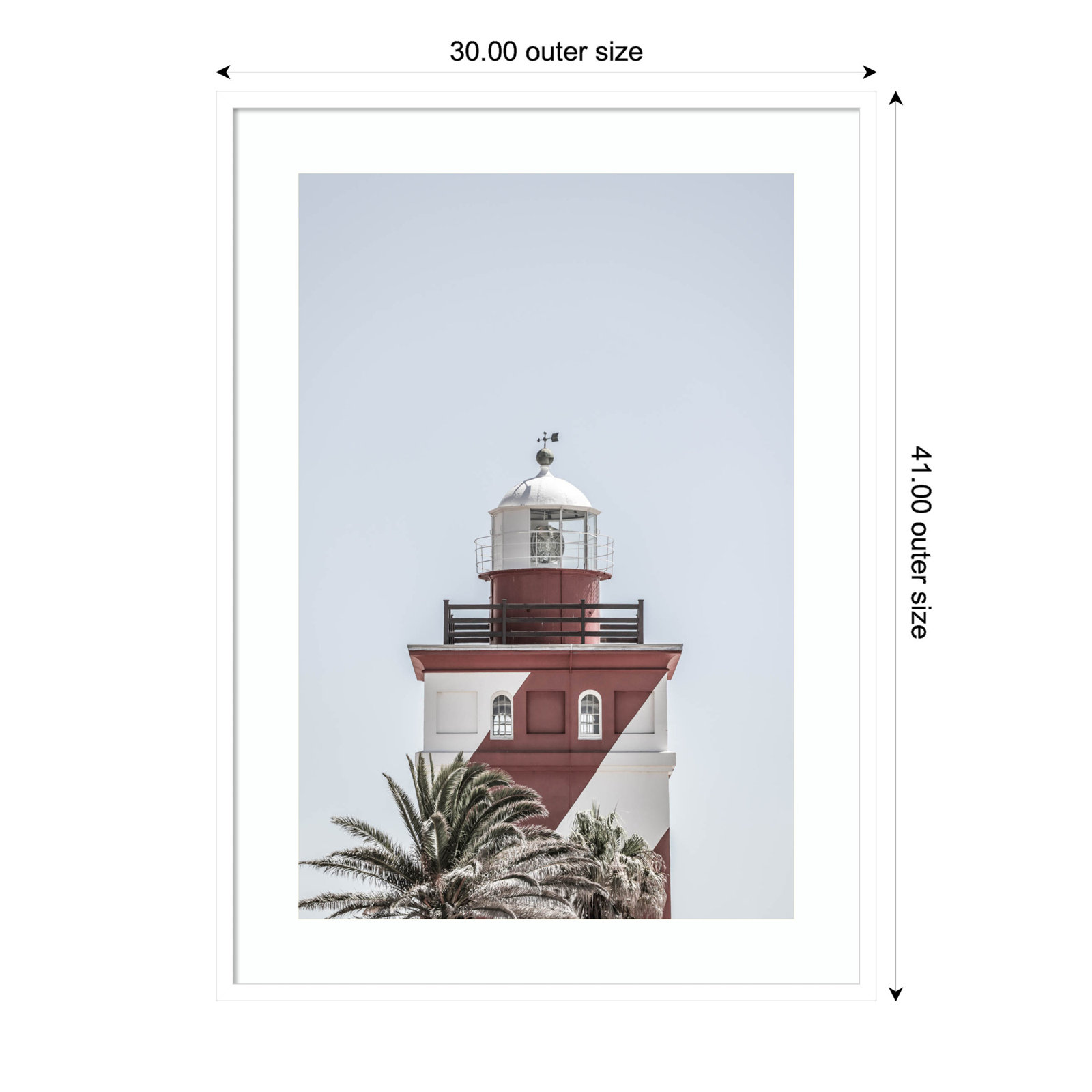 Daisey "Green Point Lighthouse" Print, White , 41" H x 30" W