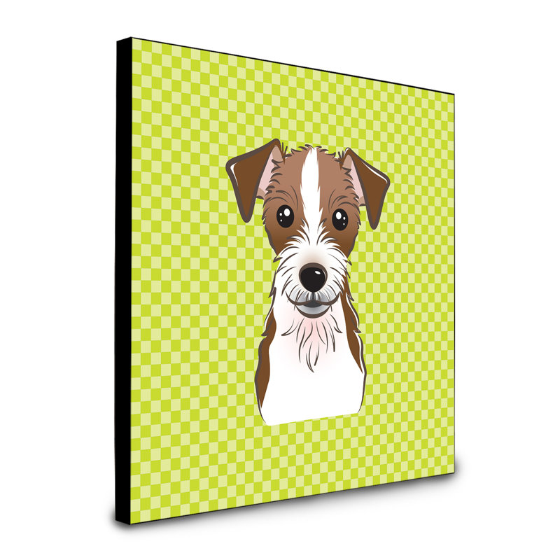 Panneau mural d’art Dungorbery, Vert, Jack Russell terrier brun