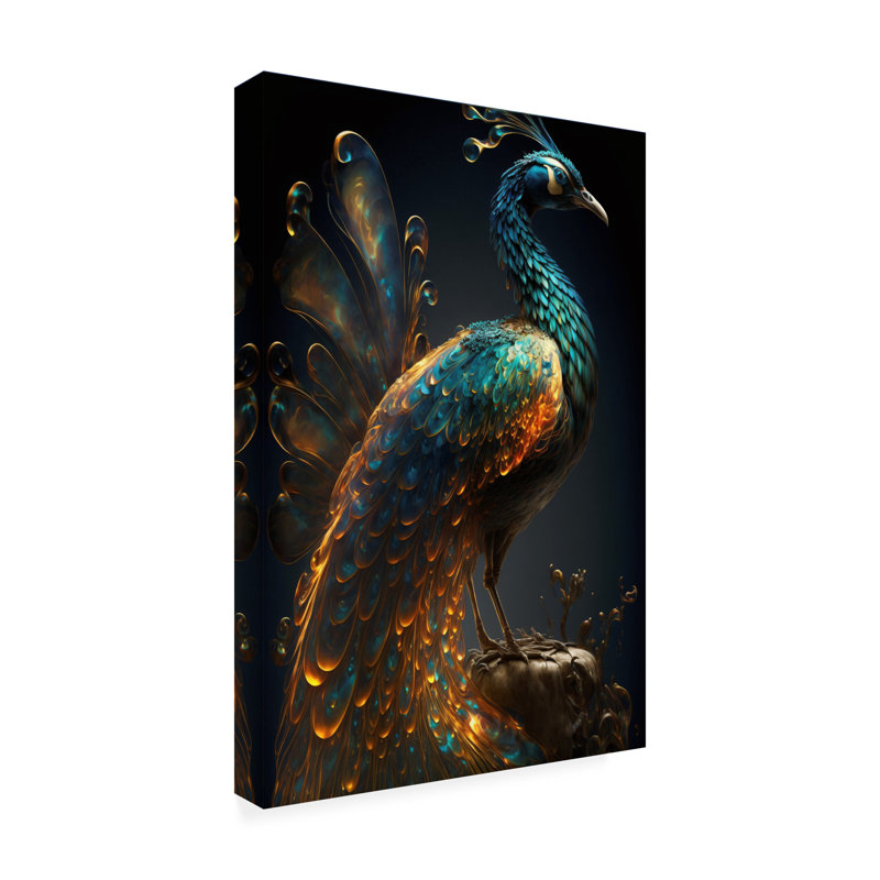 Ray Heere Proud Peacocks 4 Canvas Art, H 19 po x l 12 po
