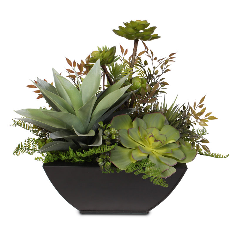 15'' Faux Succulent in Metal Planter