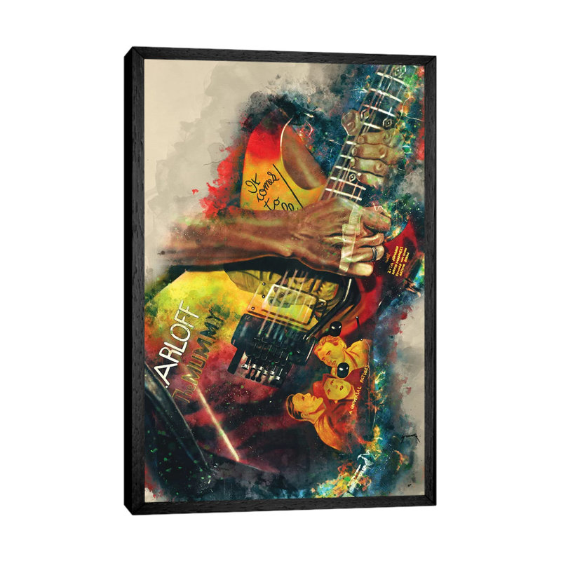 Kirk Hammett's Electric Guitar 1 Piece Wall Art on Canvas, 66.04 cm H x 45.72 cm W, Black Framed