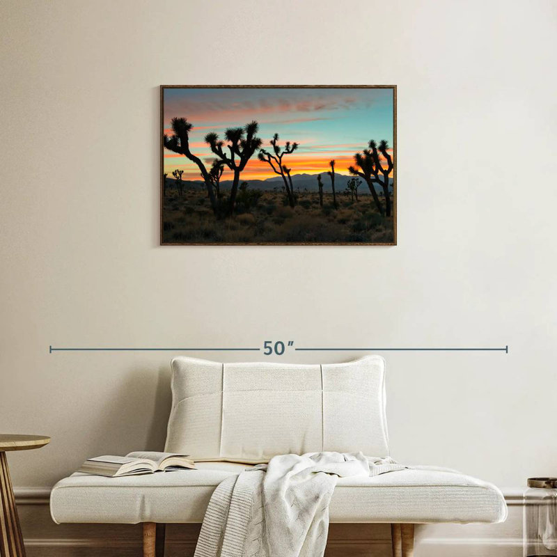 Coucher de soleil sur le parc national de Joshua Tree, Cadre flottant noyer, 31 po x 21 po