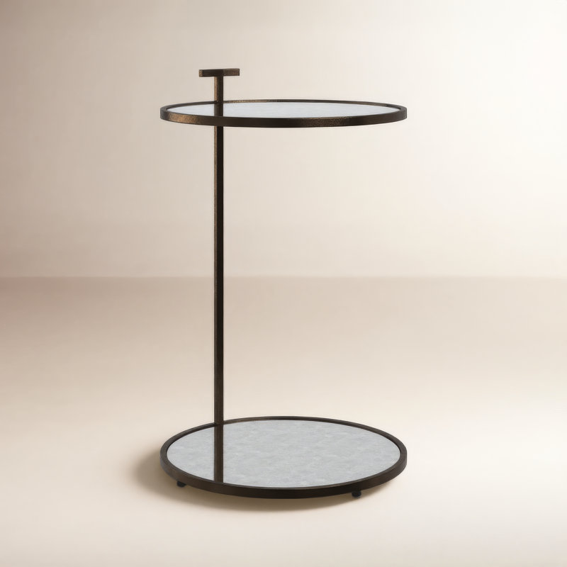 Ciro Metal & Mirrored Side Table, Bronze