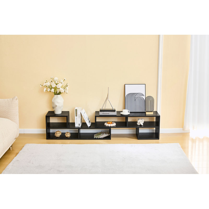 Meuble télé, console multimédia à rangement libre, meuble télé ajustable pour le salon et la chambre à coucher, Noir
