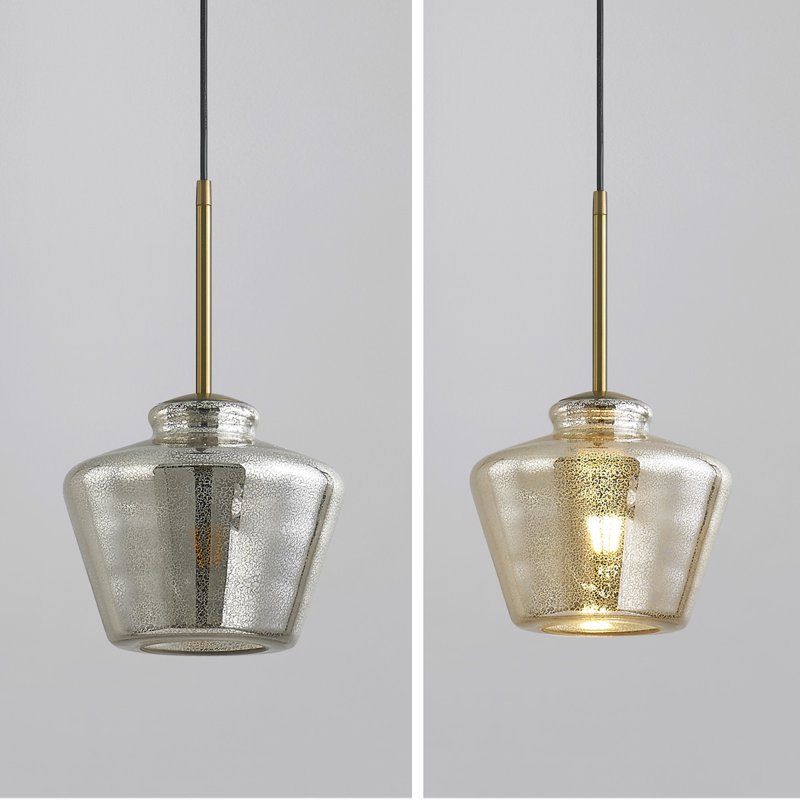 Luminaire suspendu 1 lumière Shwana, Laiton brossé, Mercurisé