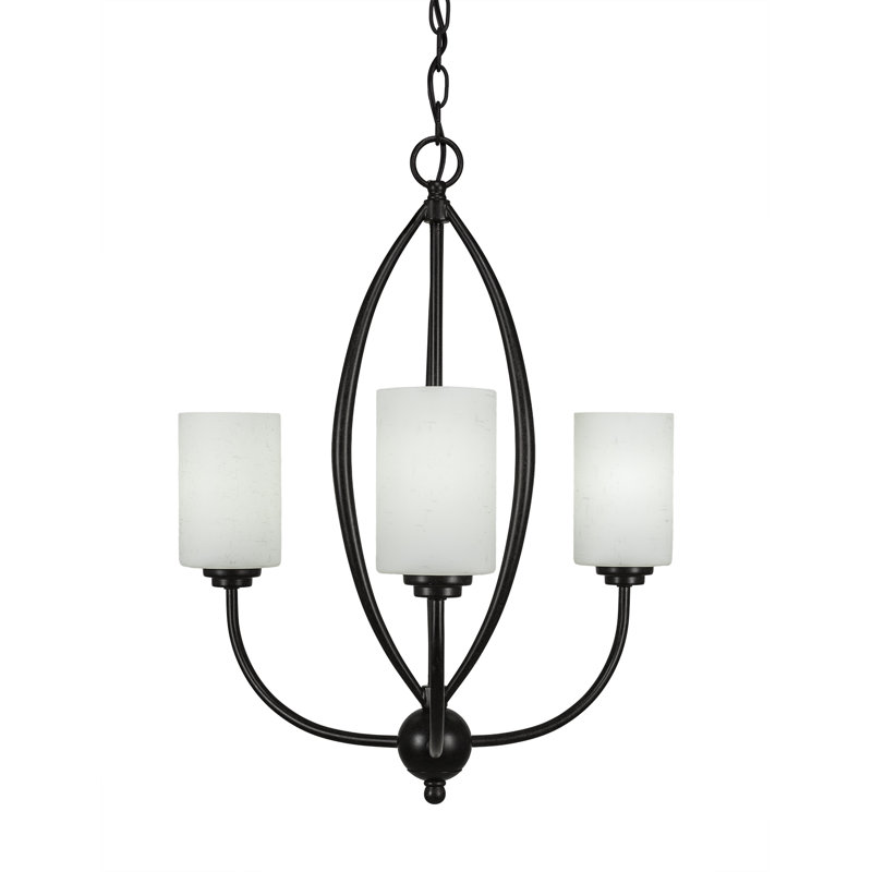 Albreda 3 - Light Shaded Classic Chandelier, White Muslin, Brushed Nickel