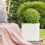 Concrete Effect Square Planter, Frostproof Reinforced Stone Outdoor Plant Pot, Garden Planter Box with Drainage Holes-517476285-517475460