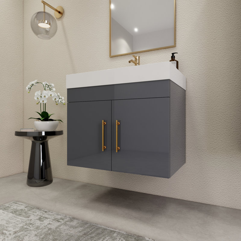 Ensemble de meuble-lavabo simple 29,5 po, Gris lustré