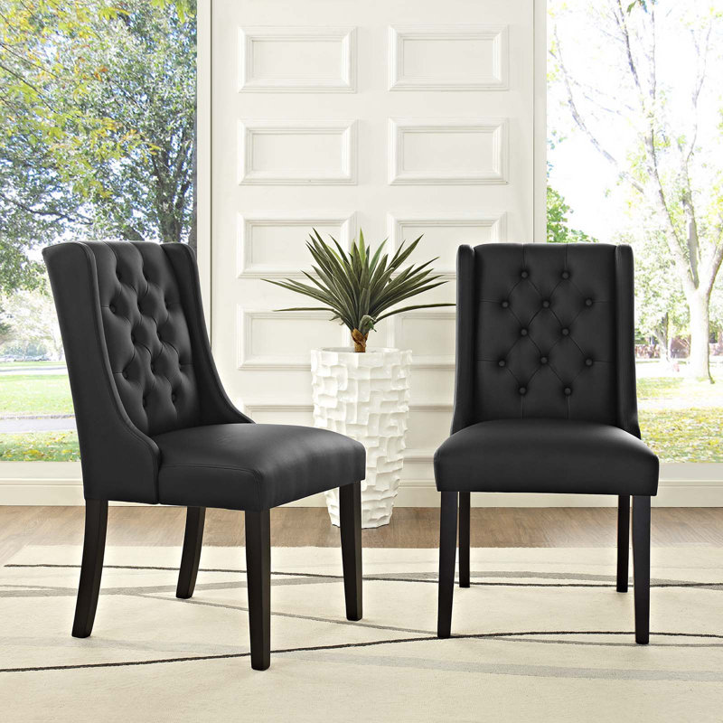 Baronet Vinyl Dining Chair by Modway, Black, 1