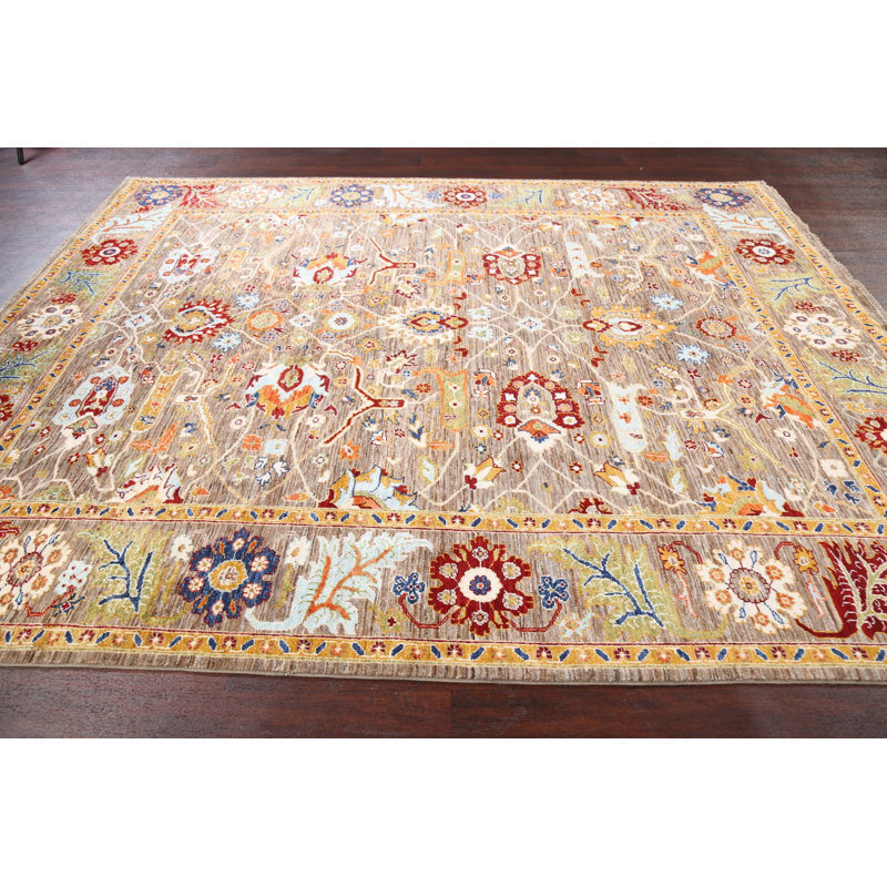 Tapis unique en laine noué à la main 8 pi 0 po x 9 pi 8 po nouvel âge Makynlee