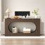 Console à grain de bois avec tiroir, canapé d'entrée moderne en panneau de particules d'ingénierie, table d'appoint étroite à cadre creux ovale pour le couloir du salon