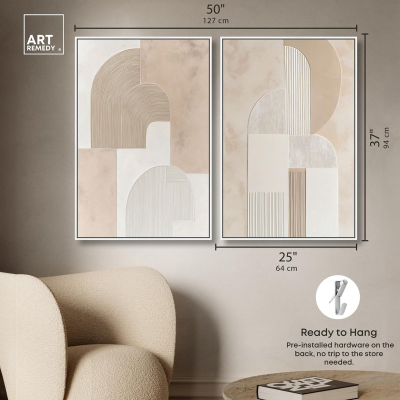 «Golden Luxe Glam Room Art», ensemble de 2 impressions sur toile par , H 37 po x l 25 po, Blanc