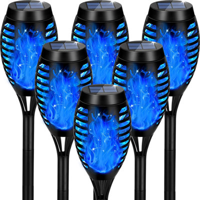 Ensemble de 6 lampes torches solaires solaires d'extérieur et de flamme scintillante