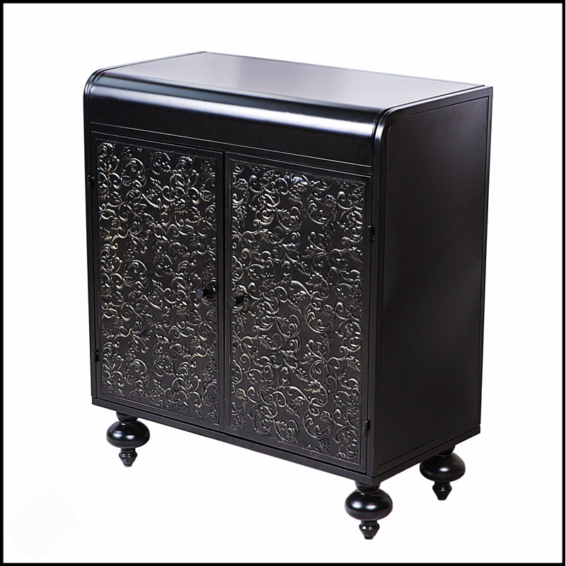 Art Accent Cabinet With 2 Doors, Distressed Decorative Storage For Entryway And Living Room, Embossed Pattern Sideboard Buffet