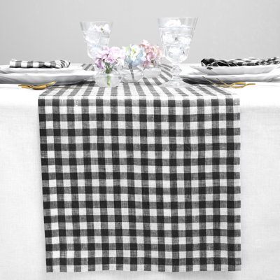 Gingham Checks - 100% Pure Linen Table Runner