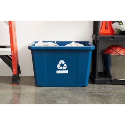 Plastic Open Outdoor Trash & Recycling Bin - 17 Gallons