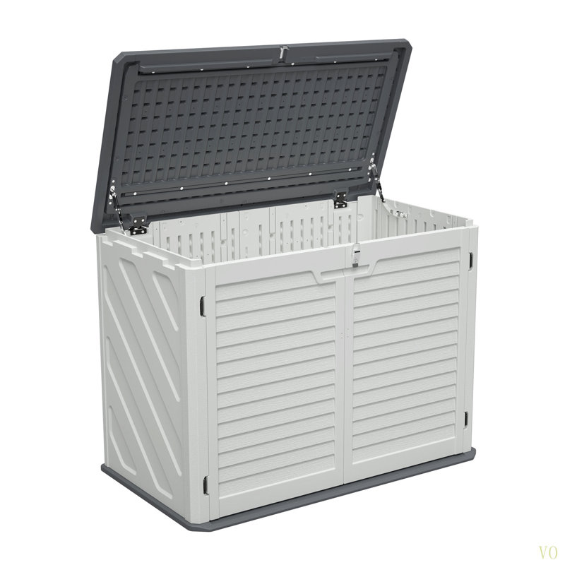 Horizontal Storage Shed Weather Resistance, Large Outdoor Storage Cabinet Lockable, Thick HDPE Plastic Storage Unit For Backyards, Patio, Garden(28 Cu.Ft)