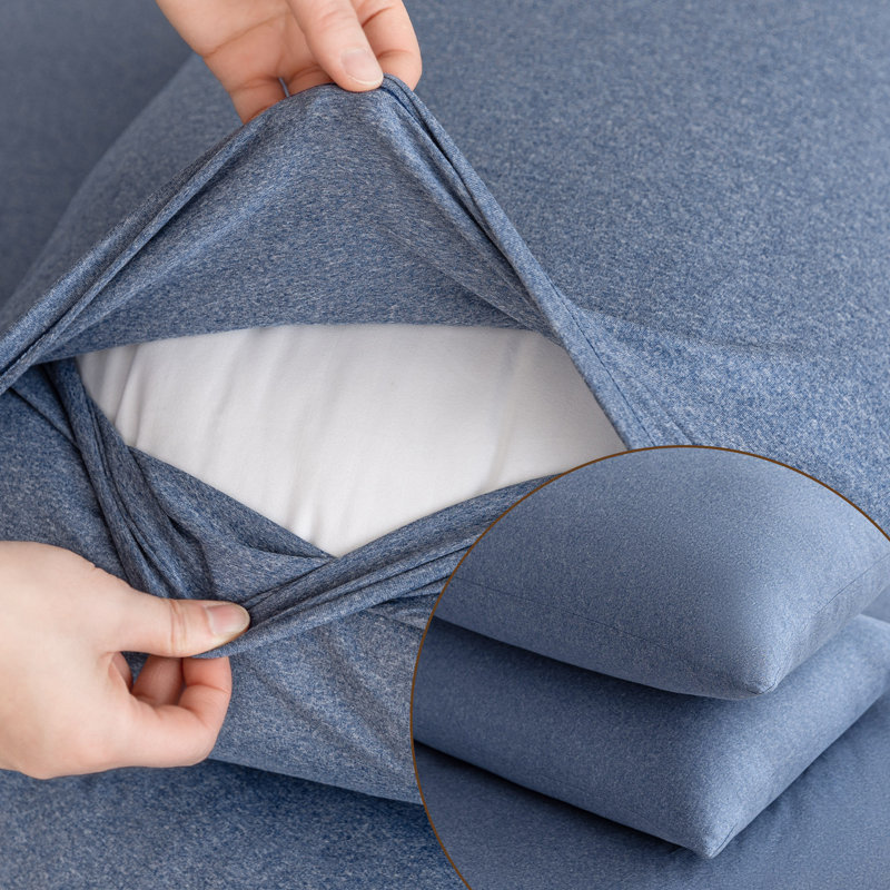 Ensemble d'édredon 3 pièces Wayfair Basics, Édredon pour lit simple + 1 taie décorative stan, Bleu marine chiné