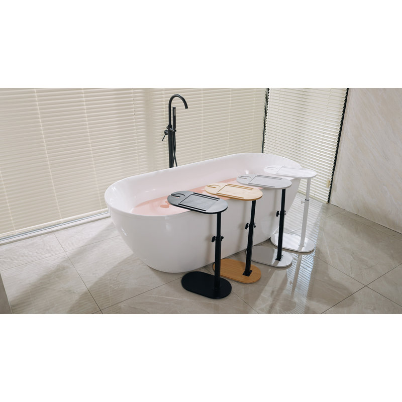 Roeli Free-standing Bath Caddy, Adjustable Height, Can be used as End Table, Sofa Armrest Tray, Brown/Black