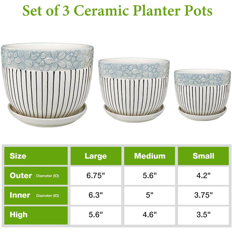 Ensemble de 3 pots à plantes en céramique