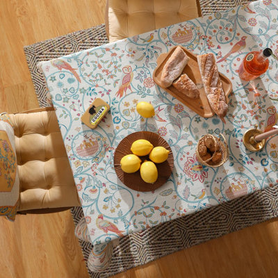 French Linen Pattern Tablecloth Soft Durable Floral Table Cloth Designer Kitchen Dining Tablecloth For Rectangular Tables For Parties Christmas 55"X 87"