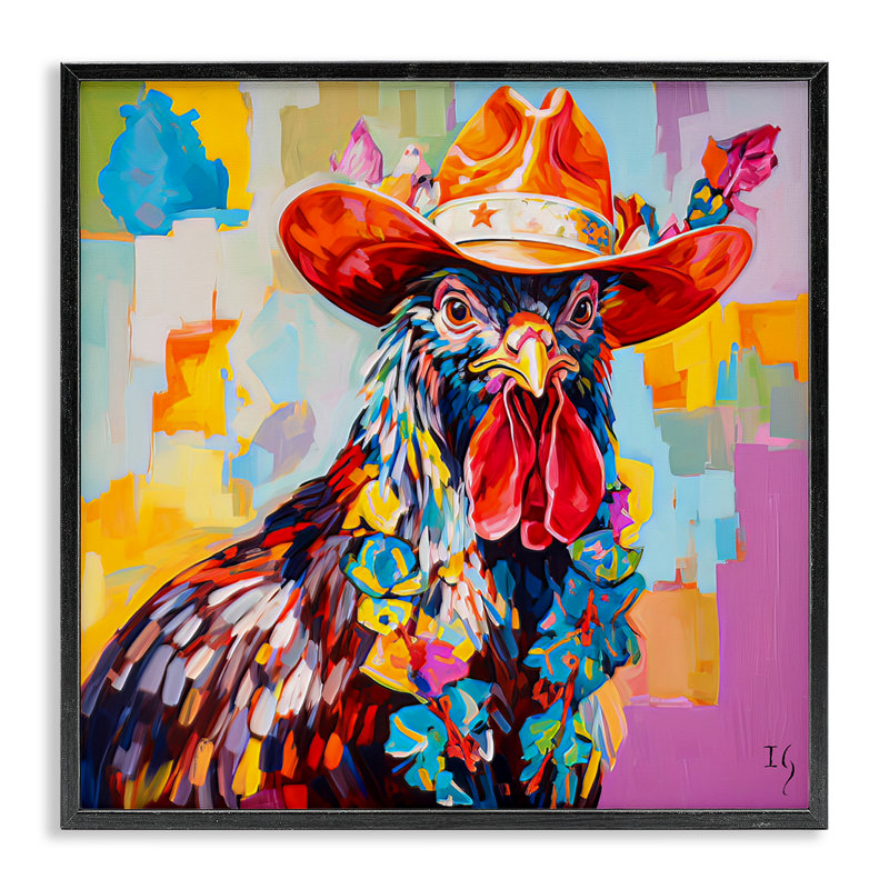 Art de coq moderne, impression par coq moderne d'Ivan Guaderrama, Giclée encadrée noir minuit, H 12 po x l 12 po