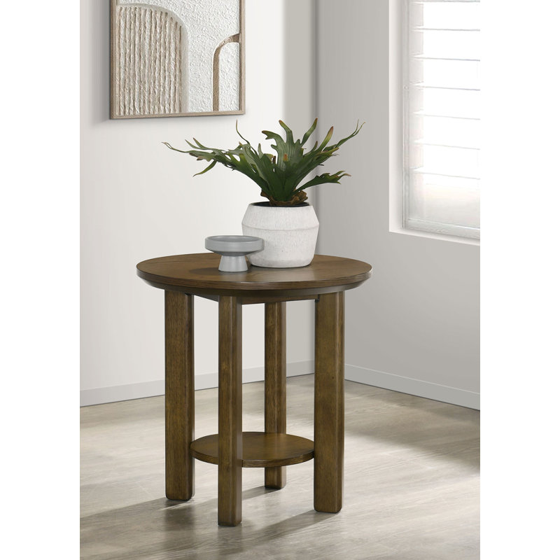 22.4" W Transitional End Table, Brown, Brown, Brown
