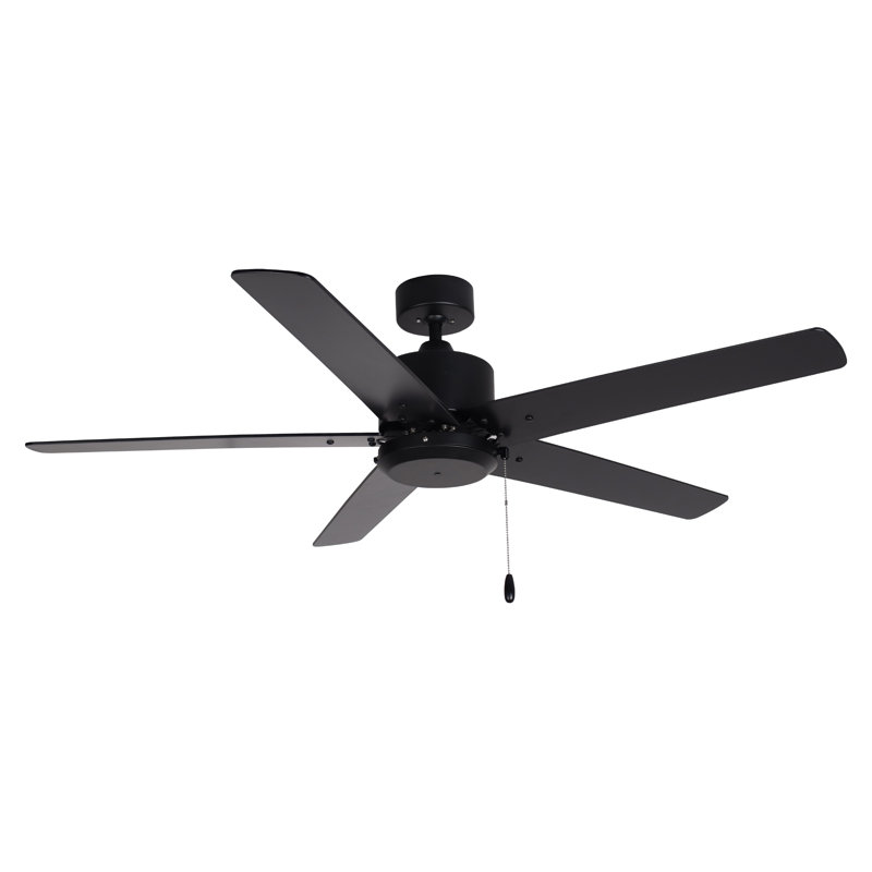 Phung 52" 5-Blade Indoor Ceiling Fan, Matte Black, Matte Black