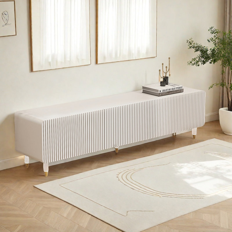 Meuble télé moderne avec tiroirs fermés, H 17,32 po x L 62,99 po x l 13,78 po, Cream