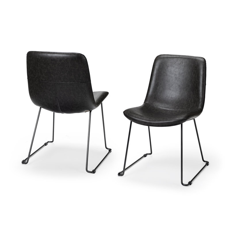 Chaise d'appoint rembourrée Evadine, Noir, Noir