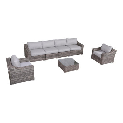 Fully Assembled Outdoor Wicker Seating Group For 6 With Cushions