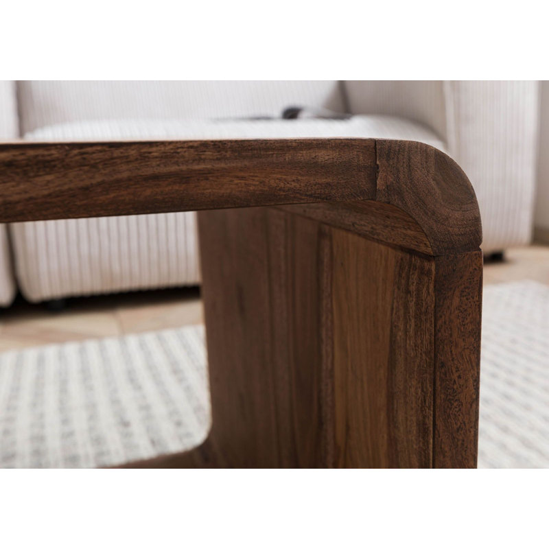 Solid Wood Floor Shelf Coffee Table with Storage, Natural